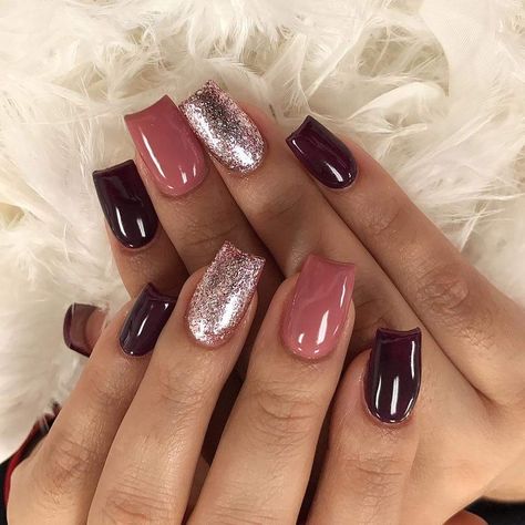 Gel Acrylic Nails Ideas For Fall, Fall Nails With Maroon, Cute Nails September, Fall Winter Nails Acrylic, Sns Nail Ideas Fall, Nail Designs Sns Powder Fall, October Gel Nails 2023, Fall Color Nails 2023, September Gel Nails Designs