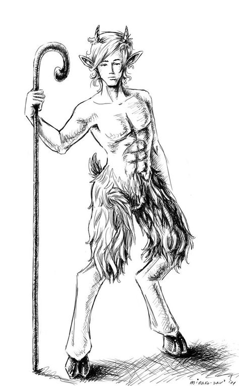 satyr by minako-sav on deviantART Satyr Drawing, Drawing For School, Male Fairy, Devian Art, Characters Inspiration Drawing, Fantasy Costumes, Mythological Creatures, Character Design Male, Male Art