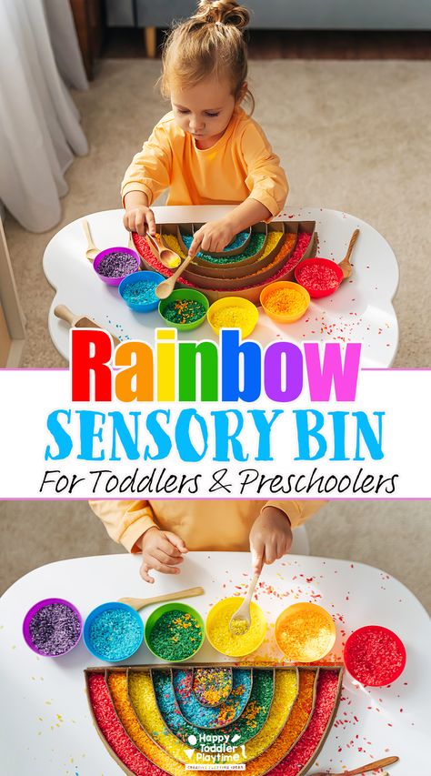 Rainbow Sensory Bin, Infant Toddler Classroom, Rainbow Sensory, Sensory Exploration, Toddler Classroom, Preschool Activities Toddler, Holiday Club, Sensory Bin, Baby Sensory