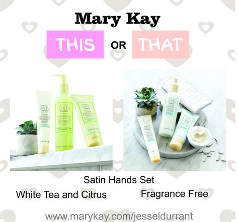 This or That Mary Kay Satin Hands Set White Tea Citrus vs Fragrance Free www.marykay.com/jesseldurrant 208-541-3698 jesseldurrant@marykay.com Mary Kay This Or That Game, This Or That Mary Kay, Mary Kay This Or That, Satin Products, Mary Kay Satin Hands Set, Kay Perfume, Mary Kay Games, Mary Kay Open House, Mary Kay Perfume