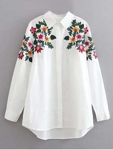 Cheapest and Latest women & men fashion site including categories such as dresses, shoes, bags and jewelry with free shipping all over the world. Áo Blu, Shirt Collar Pattern, Long Sleeve Loose Blouse, Europe Fashion, Shirt Embroidery, Embroidered Tunic, Collar Pattern, Embroidery Fashion, Loose Blouse