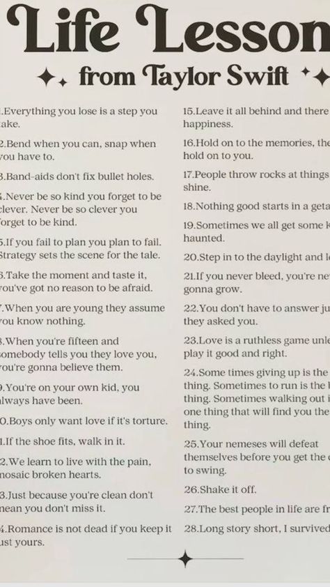 Life lessons -Taylor swift- Life Lessons, Taylor Swift, Swift, Hold On, How To Plan