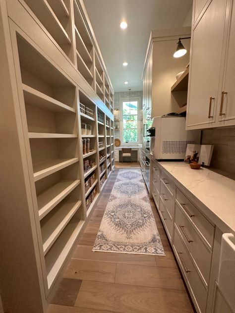 Butler Pantry Fridge, Walk Through Butlers Pantry, Updating Old House, Scullery Kitchen, Alaskan Homes, Pantry Redo, House Finishes, Room Pantry, Dream Pantry