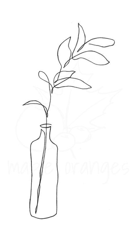 "Original hand-drawn sketch for the \"olive branch\" See my wire version of this sketch here: https://www.etsy.com/listing/1189598788/wire-flowers-in-vase-art-handmade-wire?click_key=6f129b891588867f8c6f16d3429bf74ced29edb2%3A1189598788&click_sum=cf281dbf&ref=shop_home_active_1&sts=1                    Live a slower life, intentionally. Allow these simple, calming  hand-drawn sketches to breathe fresh air into your cozy home. Take a moment to relax, enjoy nature's beauty and embrace life's simpl Line Art Plant Drawings, Simple Olive Branch Drawing, Single Line Plant Tattoo, Olive Branch Line Drawing, Olive Line Drawing, Olive Branch Line Art, Flower Vase Tattoo Simple, One Line Plant Drawing, Simple Artwork Ideas