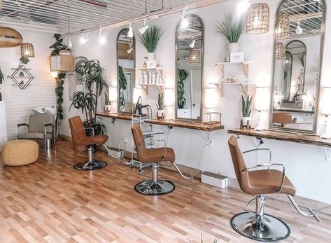 Salon Styling Station Ideas, Rustic Salon, Salon Interior Design Ideas, Barber Shop Interior, Dream Salon, Nail Salon Interior Design, Salon Lighting, Home Hair Salons, Home Beauty Salon