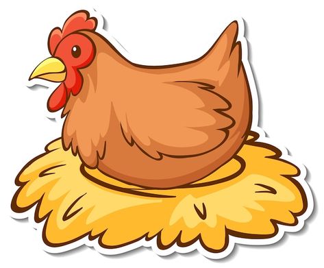 Chicken Sitting, Farm Cartoon, Animal Illustration Kids, Chicken Vector, Chicken Illustration, Sticker Illustration, Cartoon Chicken, Math Materials, Food Cartoon