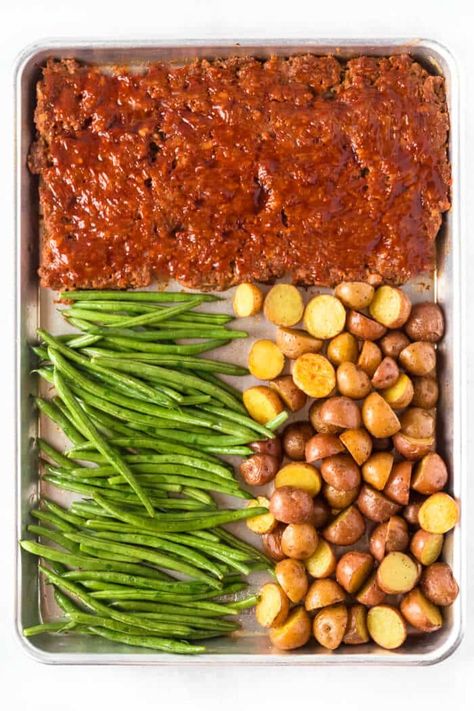 SHEET PAN MEATLOAF Pioneer Woman Recipes Sheet Pan Meatloaf, Pioneer Woman Meatloaf Sheetpan, Sheet Pan Meatloaf And Green Beans, Meat Sheet Pan Dinners, Meatloaf Sheetpan Dinner, Sheet Pan Meat And Veggies, Sheet Pan Meatloaf Recipes, Sheet Pan Meatloaf Pioneer Woman, Hamburger Sheet Pan