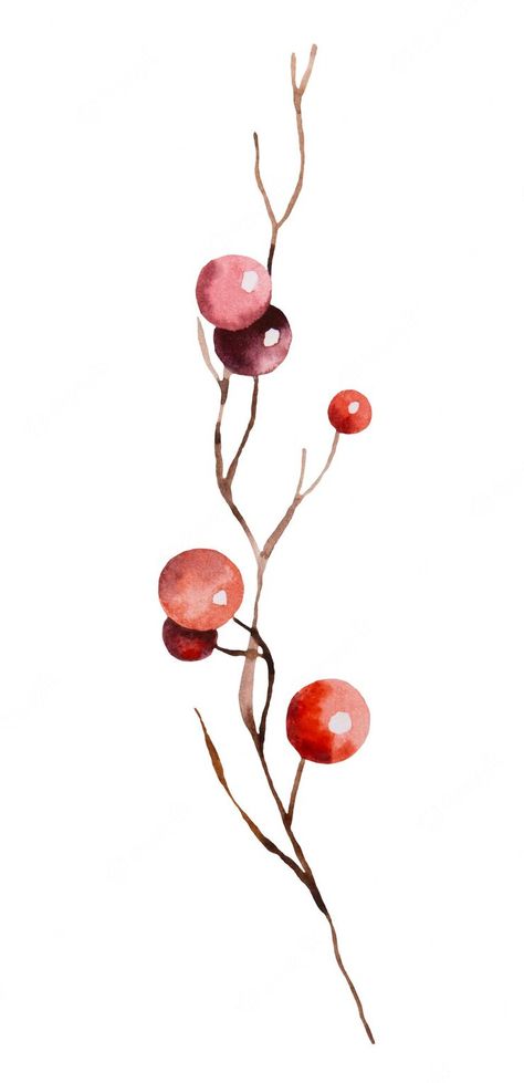 Christmas Berries Illustration, Winter Berries Watercolor, Berries Drawing, Christmas Illustration Design, Business Card Design Minimalist, Watercolour Christmas, Winter Berries, Christmas Berries, Texture Drawing