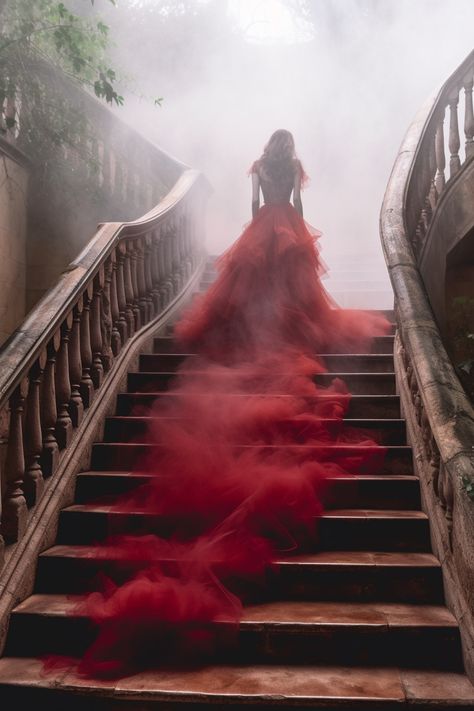 Red Dress Photography, Fashion Installation, Red Perfume, Prom Photoshoot, Visual Story, Fashion Model Photography, Art Photography Portrait, Fairytale Photography, Fantasy Magic