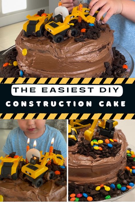 Easy Homemade DIY Construction Site Themed Birthday Cake! Birthday Cake For Boys, Tractor Birthday Cakes, Digger Cake, Construction Birthday Cake, Construction Cake, Diy Birthday Cake, Dirt Cake, Homemade Birthday Cakes, Truck Birthday