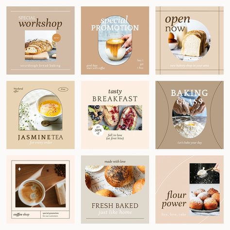 Cafe Instagram Template, Cafe Template Design, Bakery Social Media Post Design, Cafe Instagram Post, Cafe Social Media Design, Food Instagram Feed Layout, Aesthetic Social Media Post, Cake Instagram Feed, Instagram Feed Coffee