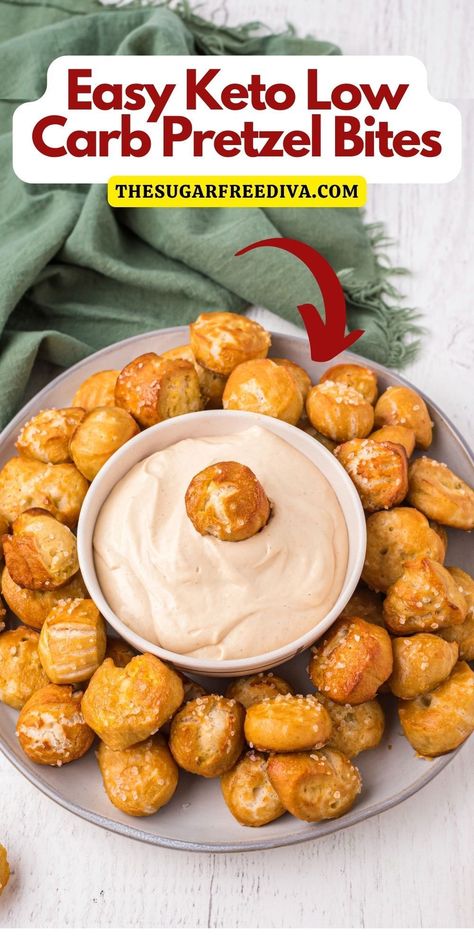 How to Make Keto Low Carb Pretzel Bites, a simple recipe for making homemade pretzel bites with a low carb honey mustard dip Read more at: https://thesugarfreediva.com/how-to-make-keto-low-carb-pretzel-bites/ Healthy Pretzels, Homemade Pretzel Bites, Homemade Pretzel, Honey Mustard Dip, Sugar Free Lifestyle, Mustard Dip, Gluten Free Pretzels, Football Party Food, Healthy Sugar