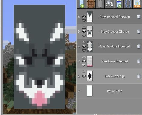 Banner Tutorial Minecraft, Wolf Banner Minecraft, Dog Banner Minecraft, Banner Minecraft Tutorials, Banner Design Minecraft, Cool Minecraft Banners, Minecraft Dog, Minecraft Banner Patterns, Banner Patterns