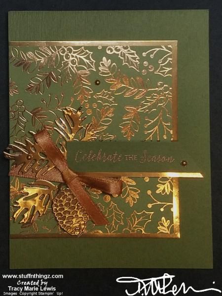 Stampin Up Christmas Cards 2019-2020, Foiled Christmas Cards Handmade, Su Christmas Cards, Stampin Up Golden Greenery Christmas Cards, Stampin Up Leaf Fall Embossing Folder Cards, Leaf Fall Embossing Folder Cards, Leaf Fall Embossing Folder, Foiled Cards, Altenew Plentiful Pine Cards