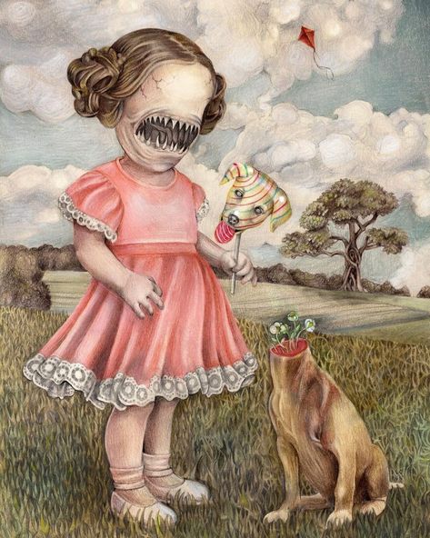 Creepy Core, Arte Peculiar, Surrealism Painting, Lowbrow Art, Scary Art, Motivational Art, Creepy Art, Pop Surrealism, Weird Art