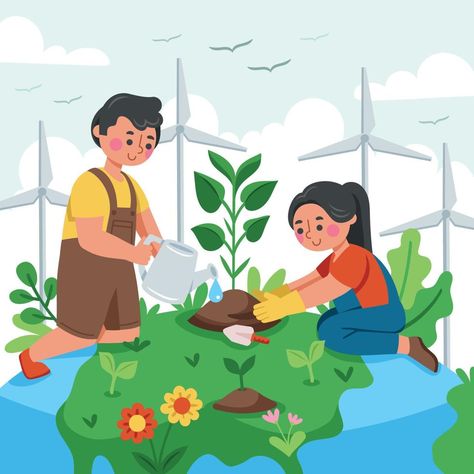 World Environment Day Awareness Clean Community Drawing, Caring For The Environment, Environmental Ethics, Biology Projects, Sustainable Environment, Physical Environment, World Environment Day, Environment Day, Cartoon Photo