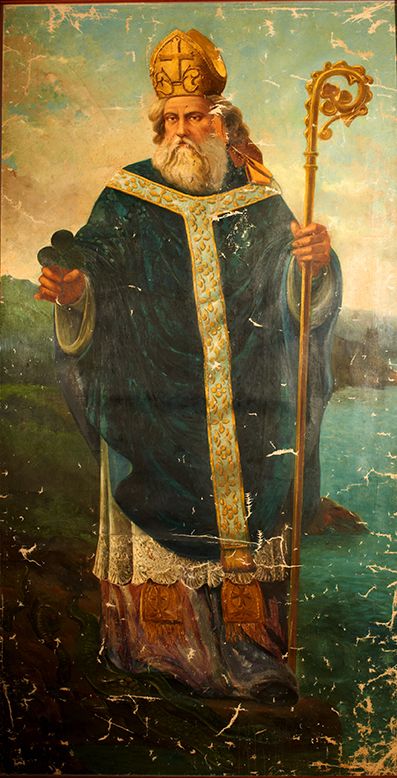 St. Patrick | http://www.saintnook.com/saints/patrickofireland |  Saint Patrick Oil Painting by Honate 3' x 6' antique appraisal | InstAppraisal Catholic Art, Saint Patrick, St Pattys Day, Patron Saints, Sacred Art, Roman Catholic, Catholic Faith, St Patrick’s Day, Religious Art