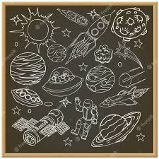 Outer Space Chalkboard Art, Science Chalkboard, Astronaut Chalk Art, Chalkboard Stars, Flat Planet, Waldorf Astronomy Chalkboard, Space Banner, Planet Icon, Space Doodles