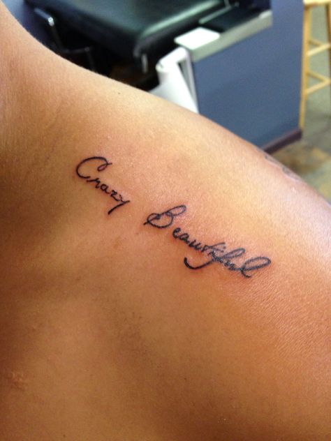 Life=crazy beautiful Beautiful Crazy Tattoo Ideas, Beautiful Crazy Tattoo, Favorite Tattoos, Meaningful Tattoo Quotes, Cute Birthday Pictures, Meaningful Tattoo, Tasteful Tattoos, Tattoos For Black Skin, Gorgeous Tattoos