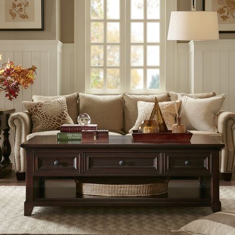 Dark Wood Coffee Table, Classic Coffee Table, Traditional Coffee Table, Mahogany Coffee Table, Harbor House, Coffee Table With Drawers, Centre Table, Deco Salon, Dark Mahogany