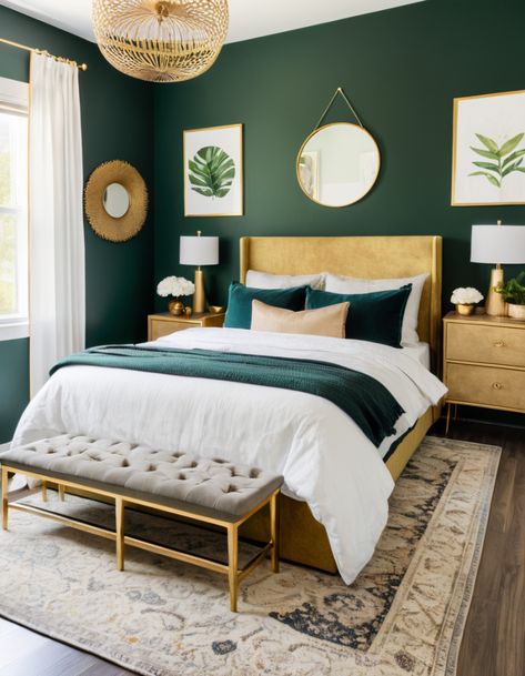 50 Bedroom Remodel Ideas For 2025: Top Trends To Elevate Your Space Master Bedrooms Fun, Teal And Green Bedroom, Emerald Bedroom Decor, Teal And White Bedroom Ideas, Themes For Bedrooms, Anthropologie Home Bedroom, Blue And Green Bedroom Ideas, Bold Bedroom Ideas, Bedroom Inspirations Master Modern Luxury