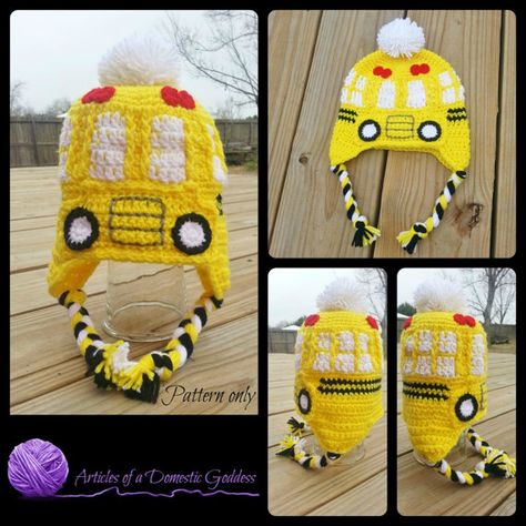 School Bus Driver Hat - Crochet Pattern PDF Digital Download Bus Crafts, Hat Template, Etsy Shop Names, School Bus Driver, Wheels On The Bus, Domestic Goddess, Pattern Library, Crochet Round, Bus Driver