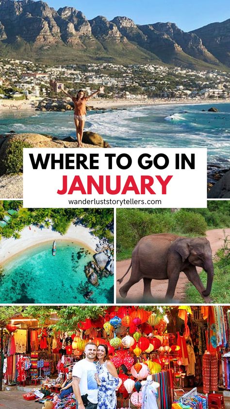 Where to go in January January Travel Destinations, New Years Travel Destinations, Europe In January Travel, Best Places To Travel In January, Iceland In January Trip Planning, Best Travel Destinations 2024, Best New Years Eve Destinations, Africa Holiday, Best Countries To Visit