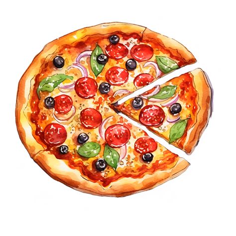 Pizza Watercolor, Pizza Clipart, Pizza Drawing, Food Art Painting, Diy Pizza, Pizza Art, Travel Collage, Carved Pumpkin, Food Clipart