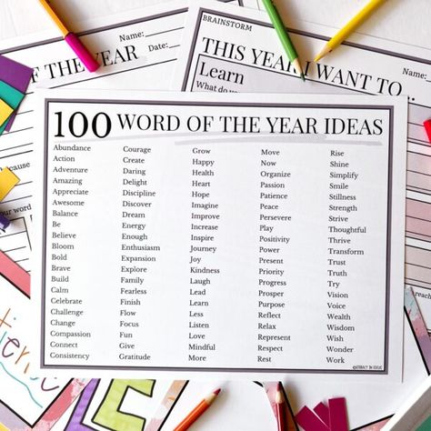 2024 New Year Resolutions For Students, One Word Goals For Students, New Years Activities For Upper Elementary, One Word Project, One Word Resolution, Student Goal Sheet Elementary, Goal Setting For Middle School Students, New Years Goal Setting For Students, 2024 Classroom