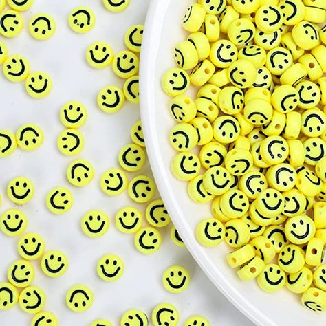 Amazon.com: 300pcs Yellow Smiley Face Acrylic Beads,7 Mm Acryl Happy Face Spacer Beads for DIY Jewelry Bracelet Earring Necklace Craft Making Supplies : Arts, Crafts & Sewing Girl Scout Swaps, Scout Swaps, Girl Scout Swap, Yellow Smiley Face, Handmade Jewelry Bracelets, Jewelry Diy Bracelets, Craft Making, Necklace Craft, Acrylic Jewellery