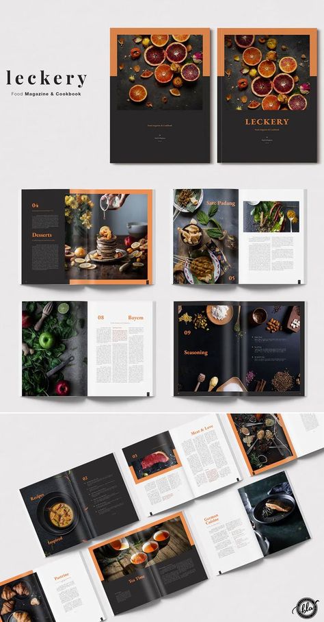 Menu Layout Ideas, Modern Cookbook Design, Creative Book Layout Design, Cooking Magazine Design, Cookbook Layout Design Inspiration, Cook Book Layouts, Food Catalog Design Layout, Recipe Design Layout, Food Book Design