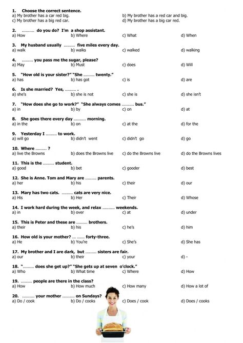 Verb tenses interactive and downloadable worksheet. You can do the exercises online or download the worksheet as pdf. Multiple Choice Worksheets, Verb Worksheets 3rd Grade, Modal Verbs Exercises, Esl Exercises, Simple Present Tense Worksheets, Context Clues Worksheets, English Grammar Test, All Tenses, First Grade Reading Comprehension