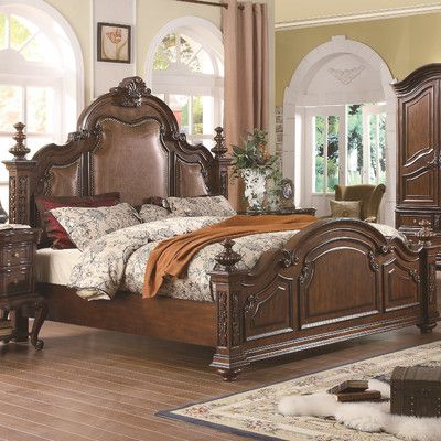 Look what I found on Wayfair! Walnut Bed Frame, Solid Wood Bed Frame, Wood Bed Design, Upholstered Panel Bed, Standard Bed, Solid Wood Bed, Leather Bed, King Bedroom, Wooden Bed Frames