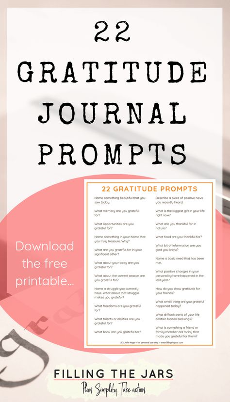 Printable gratitude journal prompts to help you begin a daily gratitude habit. Want to have a happier life? Try these grateful writing prompts to spark your positivity and creativity every day. Click through to get the free printable gratitude prompts. Gratitude Writing, Gratitude Ideas, Printable Gratitude Journal, Sainte Chapelle Paris, Gratitude Jar, Gratitude Prompts, Gratitude Activities, Gratitude Practice, Practicing Gratitude