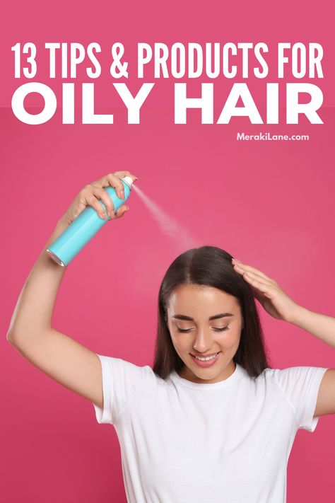 7 Best Drugstore Products For Oily Hair | While oily hair can make your locks look shiny, it often looks greasy, as though you've skipped the shampoo two days too long. Click to learn common causes of oily hair, hair care tips and hacks you can try to get rid of oily hair, plus our favorite budget-friendly hair products for oily scalps. From choosing the right shampoo and conditioner, to learning how to wash your hair properly, to the best dry shampoo and so much more, we've got you covered! Oily Hair Hacks, Products For Oily Hair, Get Rid Of Oily Hair, Best Drugstore Products, Oily Roots, Best Dry Shampoo, Batiste Dry Shampoo, Drugstore Products, Routine Tips