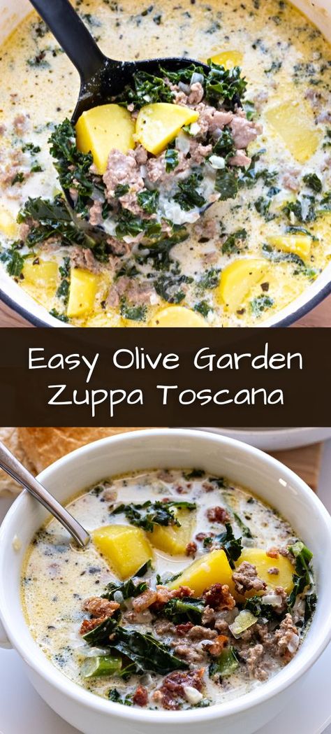 Tuscany Soup Olive Garden Recipe, Zappa Soup, Creamy Sausage And Potato Soup, Zuppa Toscano, Copycat Olive Garden Zuppa Toscana, Copycat Olive Garden Zuppa, Olive Garden Zuppa Toscana Soup, Sausage And Potato Soup, Olive Garden Zuppa