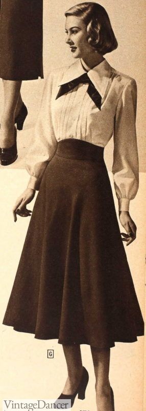 1940s Skirt History: A-Line Classics to Summer Dirndl Skirts Vintage Skirt Outfit, 1940s Skirt, 40s Mode, 40s Outfits, Fashion 40s, Decades Fashion, 1940s Outfits, Dirndl Skirt, Skirts Vintage