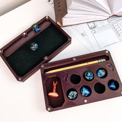 3d Printed Dice Holder, 3d Printing Dnd, Pencil Storage, Dragon Dies, Dungeons And Dragons Dice, Dice Box, Dice Tray, Rolling Tray, Game Board