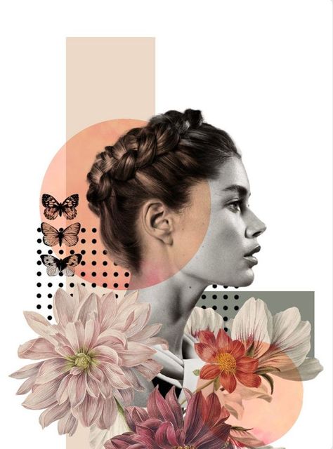 Flowers Collage Art, Graphic Design Collage Art, Digital Art Collage Graphic Design, Digital Collage Photography, Fashion Collage Illustration, Collage Art Design Graphics, Flower Poster Design Graphics, Graphic Designer Portrait, Self Portrait Graphic Design