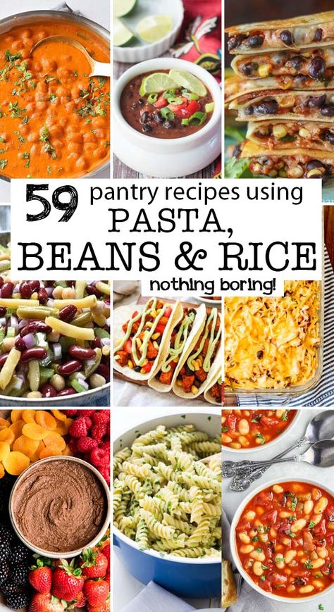 Recipes Using Pasta, Healthy Beans, Pantry Recipes, Rice Beans, Beans And Rice, Cooked Rice, Incredible Recipes, Frugal Meals, Cheap Eats