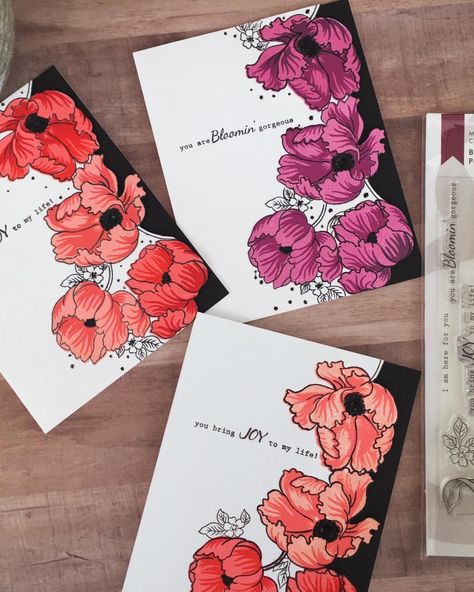 Altenew Build-A-Flower Poppy Stamp release. Check out my set of cards and a video.