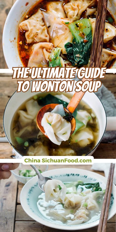 Autumn is here and it is always pleasuring to have bowls of warm wonton soup in cooler days. This is my ultimate guide to the prefect homemade Chinese wonton soup with several common ways to make it. Wonton Soup With Vegetables, Chinese Wontons, Chinese Wonton Soup, Homemade Wontons, Vegetable Wontons, Won Ton Soup, Wonton Soup Recipe, Homemade Chinese, Tasty Food