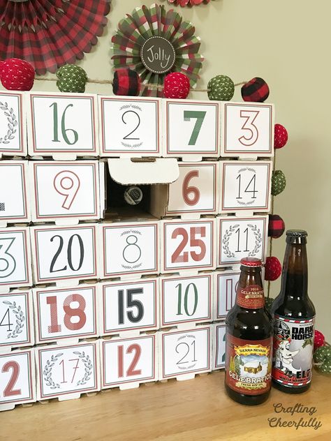 Create a DIY Beer Advent Calendar that can be used year after year! This is a great gift for anyone who has a love for craft beer! Beer Advent Calendar Diy, Alcohol Advent Calendar, Advent Calendar For Men, Beer Advent Calendar, Labels Printables Free Templates, Christmas Ale, Lego Advent Calendar, Calendar Advent, Diy Beer