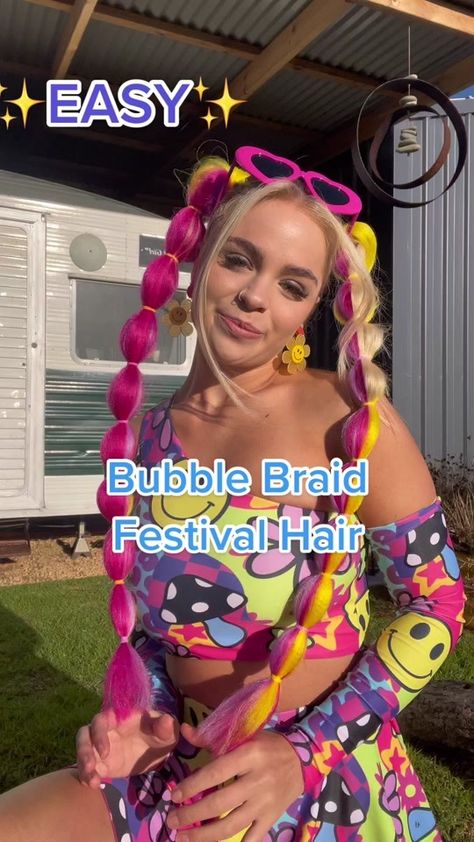 How to do festival bubble braids tutorial 💓 #festivalhair #hairtutori... | TikTok Rave Braids Tutorial, Bubble Braids Tutorial, Rave Braids Festival Hair, Rave Braids, Braids Tutorial, Bubble Braids, Braid Tutorial, Festival Hair, Dallas