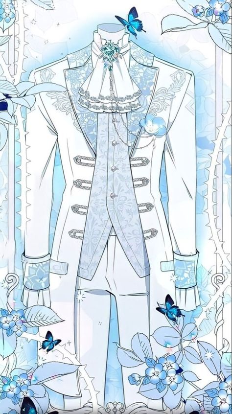 Prince Anime Outfit, Prince Outfits Royal Drawing, White And Blue Fantasy Outfit Male, Manhwa Clothes Male, Manhwa Men Outfit, Anime Prince Outfit Design, Light Blue Fantasy Outfit Male, Prince Anime Royal, Manhwa Royal Outfit