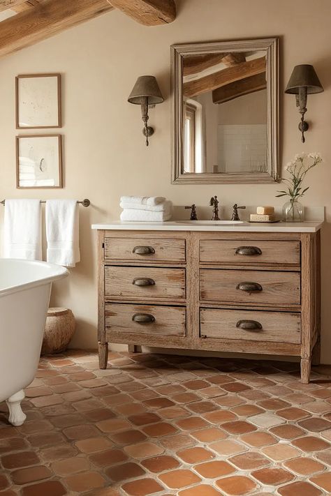 French Country Bathroom Decor, French Country House Interior, French Country Bathroom Vanity, French Country Decorating Bathroom, French Cottage Bathroom, French Country Bathrooms, Country Bathrooms, French Bathroom, Stuff For House