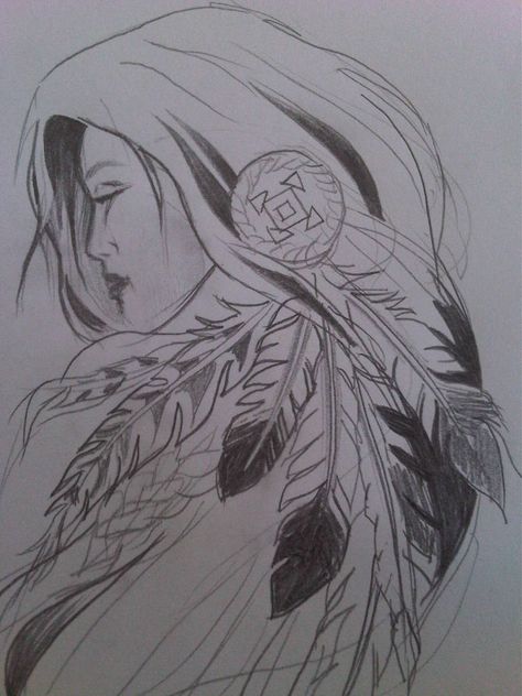 native american girl by https://www.deviantart.com/krisid on @DeviantArt Native American Art Drawings, Art Drawings Black And White, American Drawing, Yoda Drawing, Native American Girl, Native American Drawing, Tears Art, Native American Tattoos, Native American Paintings