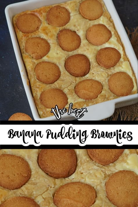 Bana Pudding Brownies, Moist Banana Brownies, Banana Pudding Mix Recipes, Banana Pudding Brownie, Banana Pudding Bars Recipe, Banana Pudding Brownies Easy, Banana Pudding Blondies, Banana Pudding Fudge, Banana Pudding Brownies Recipe