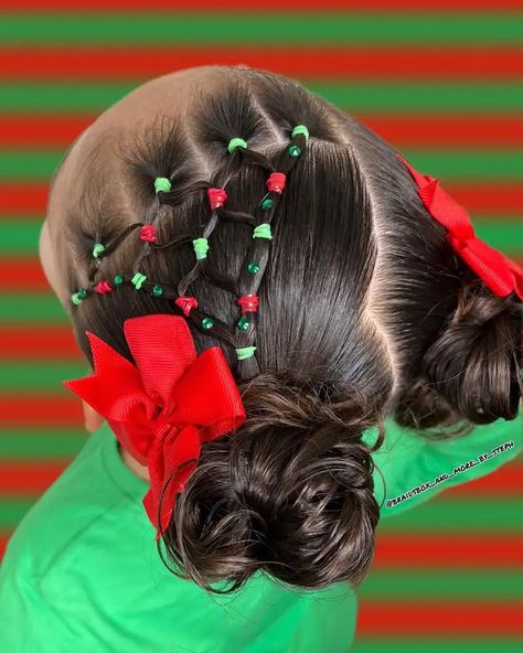 Christmas Hairstyles for Kids Christmas Hairstyles Toddler, Easy Rubber Band Hairstyles For Kids, Christmas Kids Hairstyles, Christmas Hairstyles Short Hair, Ponytails With Bows, Christmas Hairstyles For Kids Black, Christmas Hairstyles Braids, Cute Hairstyles For Christmas, Holiday Hairstyles For Kids