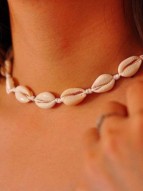 Qceasiy Seashell Necklace Choker for Women Summer Hawaiian Style Natural Shell Necklace Summer Choker, Cowrie Shell Jewelry, Sea Shell Necklace, Cowrie Shell Necklace, Shell Choker, Hawaiian Jewelry, Seashell Necklace, Jewellery Uk, Shell Necklace